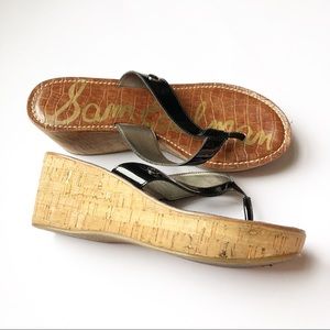 Sam Edelman Romy Black Patent Cork Wedge 9